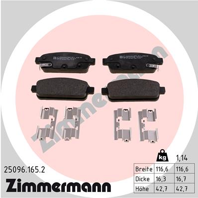 Brake Pad Set, disc brake - 25096.165.2 ZIMMERMANN