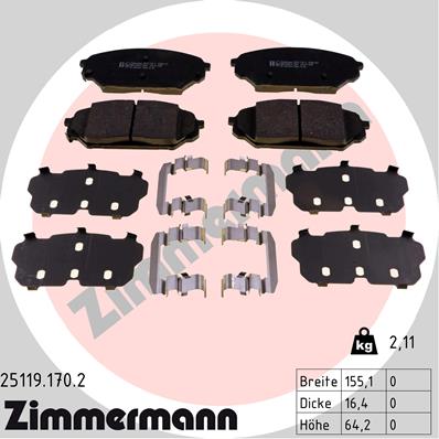 Kit pastiglie freno, Freno a disco - 25119.170.2 ZIMMERMANN