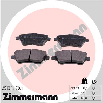 Brake Pad Set, disc brake - 25134.170.1 ZIMMERMANN