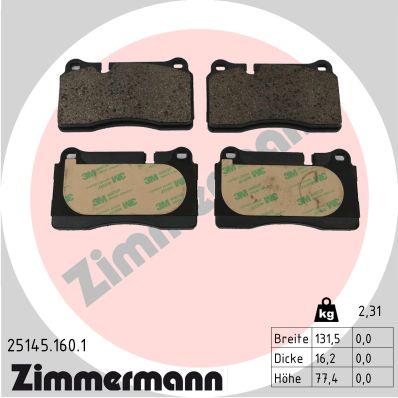 Brake Pad Set, disc brake - 25145.160.1 ZIMMERMANN
