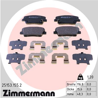 Brake Pad Set, disc brake - 25153.155.2 ZIMMERMANN