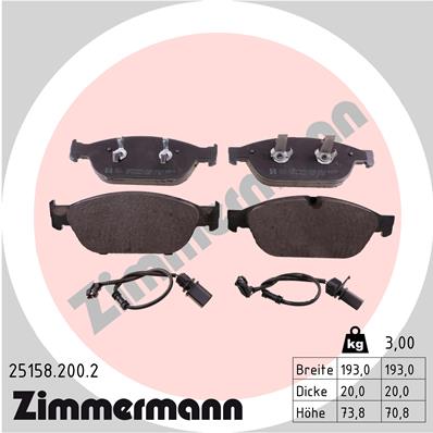 Kit pastiglie freno, Freno a disco - 25158.200.2 ZIMMERMANN