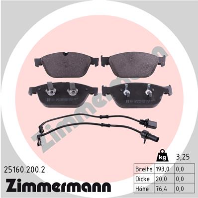 Kit pastiglie freno, Freno a disco - 25160.200.2 ZIMMERMANN