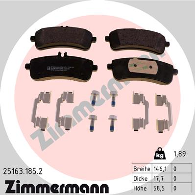 Brake Pad Set, disc brake - 25163.185.2 ZIMMERMANN