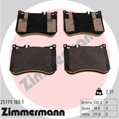 Brake Pad Set, disc brake - 25179.180.1 ZIMMERMANN