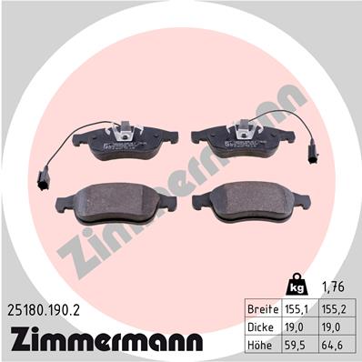 Kit pastiglie freno, Freno a disco - 25180.190.2 ZIMMERMANN