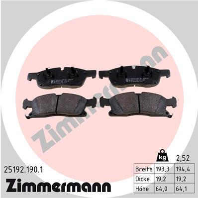 Brake Pad Set, disc brake - 25192.190.1 ZIMMERMANN