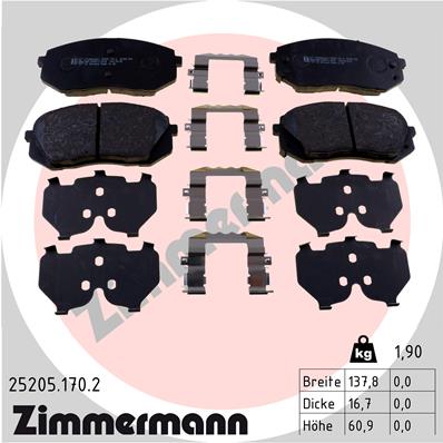 Kit pastiglie freno, Freno a disco - 25205.170.2 ZIMMERMANN