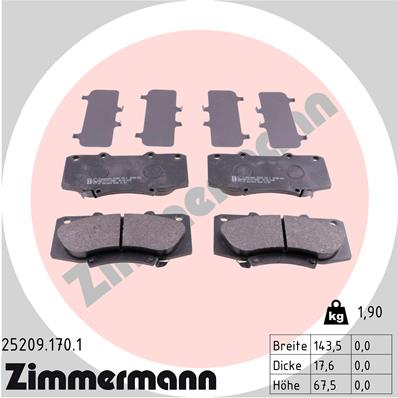 Kit pastiglie freno, Freno a disco - 25209.170.1 ZIMMERMANN