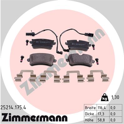 Brake Pad Set, disc brake - 25214.175.4 ZIMMERMANN