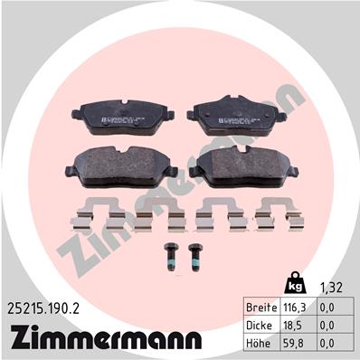 Kit pastiglie freno, Freno a disco - 25215.190.2 ZIMMERMANN