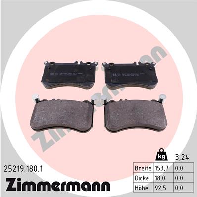 Brake Pad Set, disc brake - 25219.180.1 ZIMMERMANN
