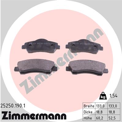 Kit pastiglie freno, Freno a disco - 25250.190.1 ZIMMERMANN