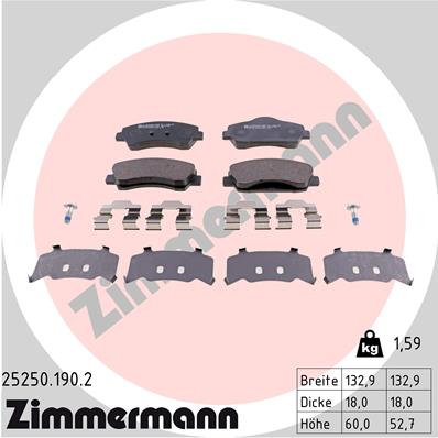 Kit pastiglie freno, Freno a disco - 25250.190.2 ZIMMERMANN