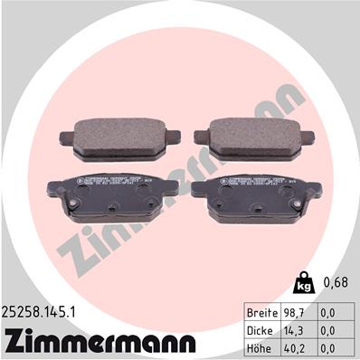 Kit pastiglie freno, Freno a disco - 25258.145.1 ZIMMERMANN
