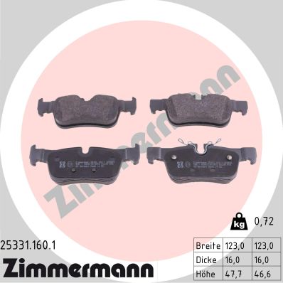 Kit pastiglie freno, Freno a disco - 25331.160.1 ZIMMERMANN