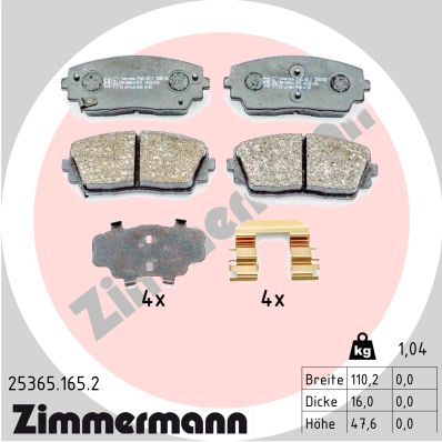 Brake Pad Set, disc brake - 25365.165.2 ZIMMERMANN