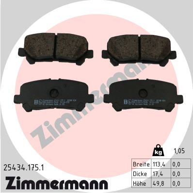 Brake Pad Set, disc brake - 25434.175.1 ZIMMERMANN