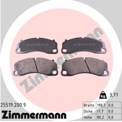 Kit pastiglie freno, Freno a disco - 25519.200.9 ZIMMERMANN