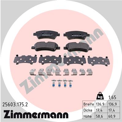 Bremsbelagsatz, Scheibenbremse - 25603.175.2 ZIMMERMANN