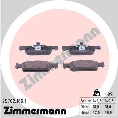 Bremsbelagsatz, Scheibenbremse - 25702.180.1 ZIMMERMANN
