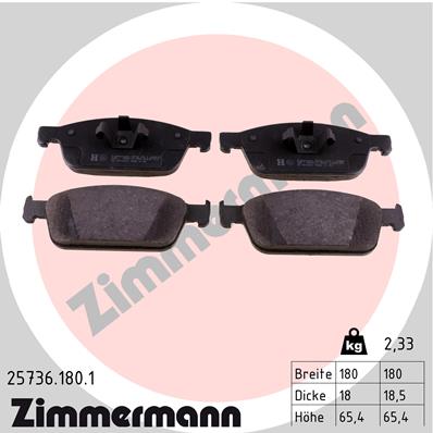 Kit pastiglie freno, Freno a disco - 25736.180.1 ZIMMERMANN