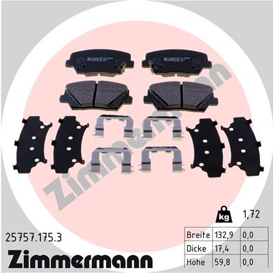 Комплект тормозных колодок, дисковый тормоз - 25757.175.3 ZIMMERMANN