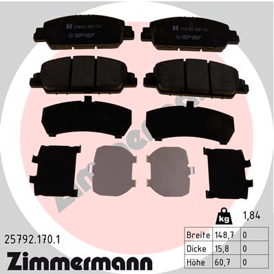 Kit pastiglie freno, Freno a disco - 25792.170.1 ZIMMERMANN