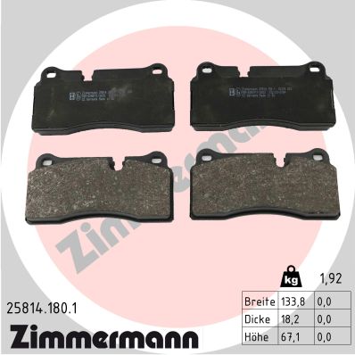 Brake Pad Set, disc brake - 25814.180.1 ZIMMERMANN