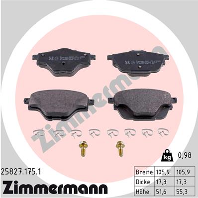 Brake Pad Set, disc brake - 25827.175.1 ZIMMERMANN