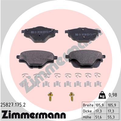 Brake Pad Set, disc brake - 25827.175.2 ZIMMERMANN