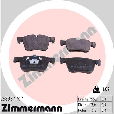 Brake Pad Set, disc brake - 25833.170.1 ZIMMERMANN