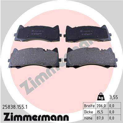 stabdžių trinkelių rinkinys, diskinis stabdys - 25838.155.1 ZIMMERMANN