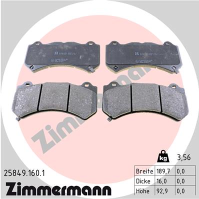 Brake Pad Set, disc brake - 25849.160.1 ZIMMERMANN