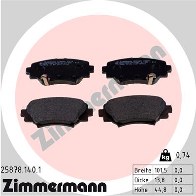 stabdžių trinkelių rinkinys, diskinis stabdys - 25878.140.1 ZIMMERMANN