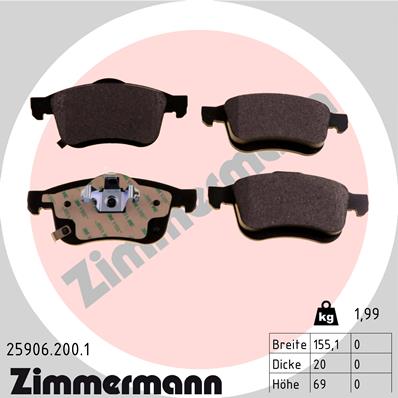 Brake Pad Set, disc brake - 25906.200.1 ZIMMERMANN
