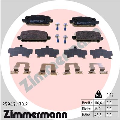 Kit pastiglie freno, Freno a disco - 25947.170.2 ZIMMERMANN