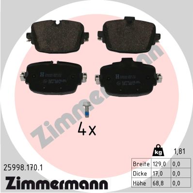 Brake Pad Set, disc brake - 25998.170.1 ZIMMERMANN