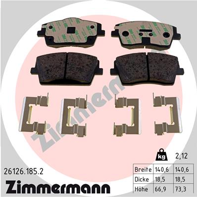 Brake Pad Set, disc brake - 26126.185.2 ZIMMERMANN