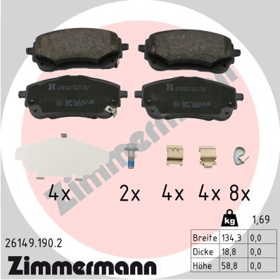 Brake Pad Set, disc brake - 26149.190.2 ZIMMERMANN