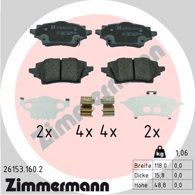 Kit pastiglie freno, Freno a disco - 26153.160.2 ZIMMERMANN