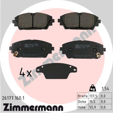 Brake Pad Set, disc brake - 26177.160.1 ZIMMERMANN