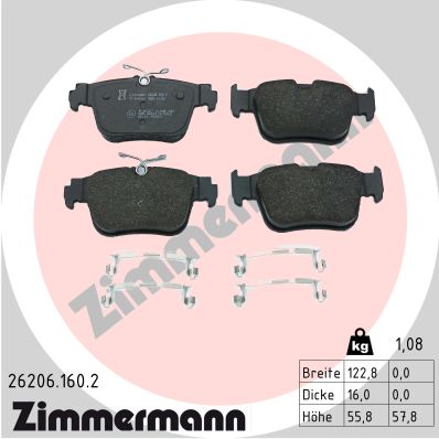 Kit pastiglie freno, Freno a disco - 26206.160.2 ZIMMERMANN