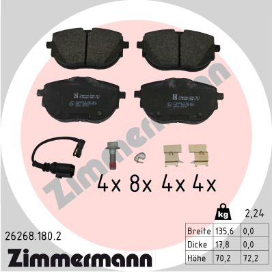 Kit pastiglie freno, Freno a disco - 26268.180.2 ZIMMERMANN