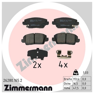Brake Pad Set, disc brake - 26280.165.2 ZIMMERMANN