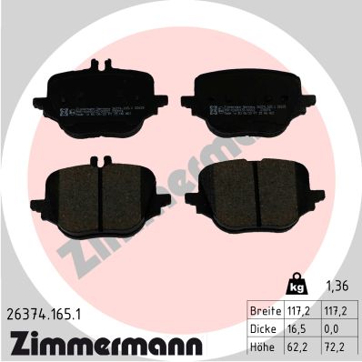 Brake Pad Set, disc brake - 26374.165.1 ZIMMERMANN