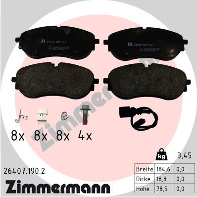 Brake Pad Set, disc brake - 26407.190.2 ZIMMERMANN