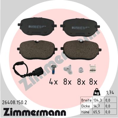 Kit pastiglie freno, Freno a disco - 26408.150.2 ZIMMERMANN