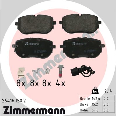 stabdžių trinkelių rinkinys, diskinis stabdys - 26416.150.2 ZIMMERMANN
