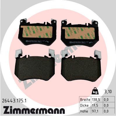 Kit pastiglie freno, Freno a disco - 26443.175.1 ZIMMERMANN